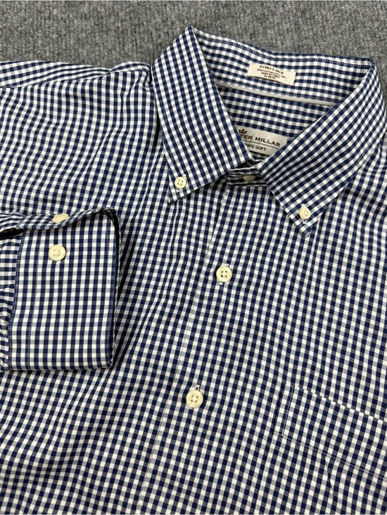Peter Millar Other - Peter Millar Crown Soft Navy and White Gingham Button-Down Shirt, Size XL